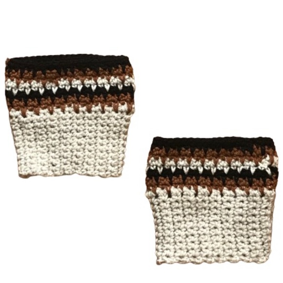 handmade Accessories - Black, Brown & Cream Boot Cuffs, Handmade